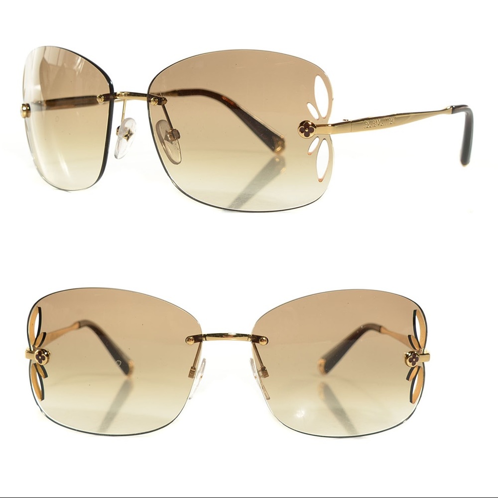 Louis Vuitton lily sunglasses gold brown Z0371U